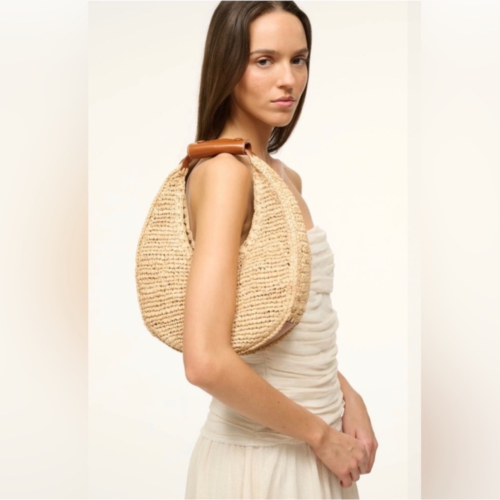 STAUD Moon Raffia Bag